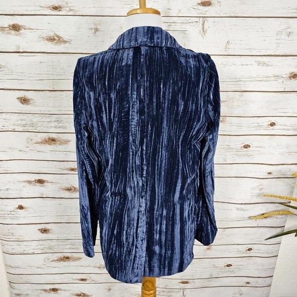 Topshop 2 PC Set Textured Velvet Blazer Jacket & Trouser Pant Blue Size 2 - Picture 5 of 16